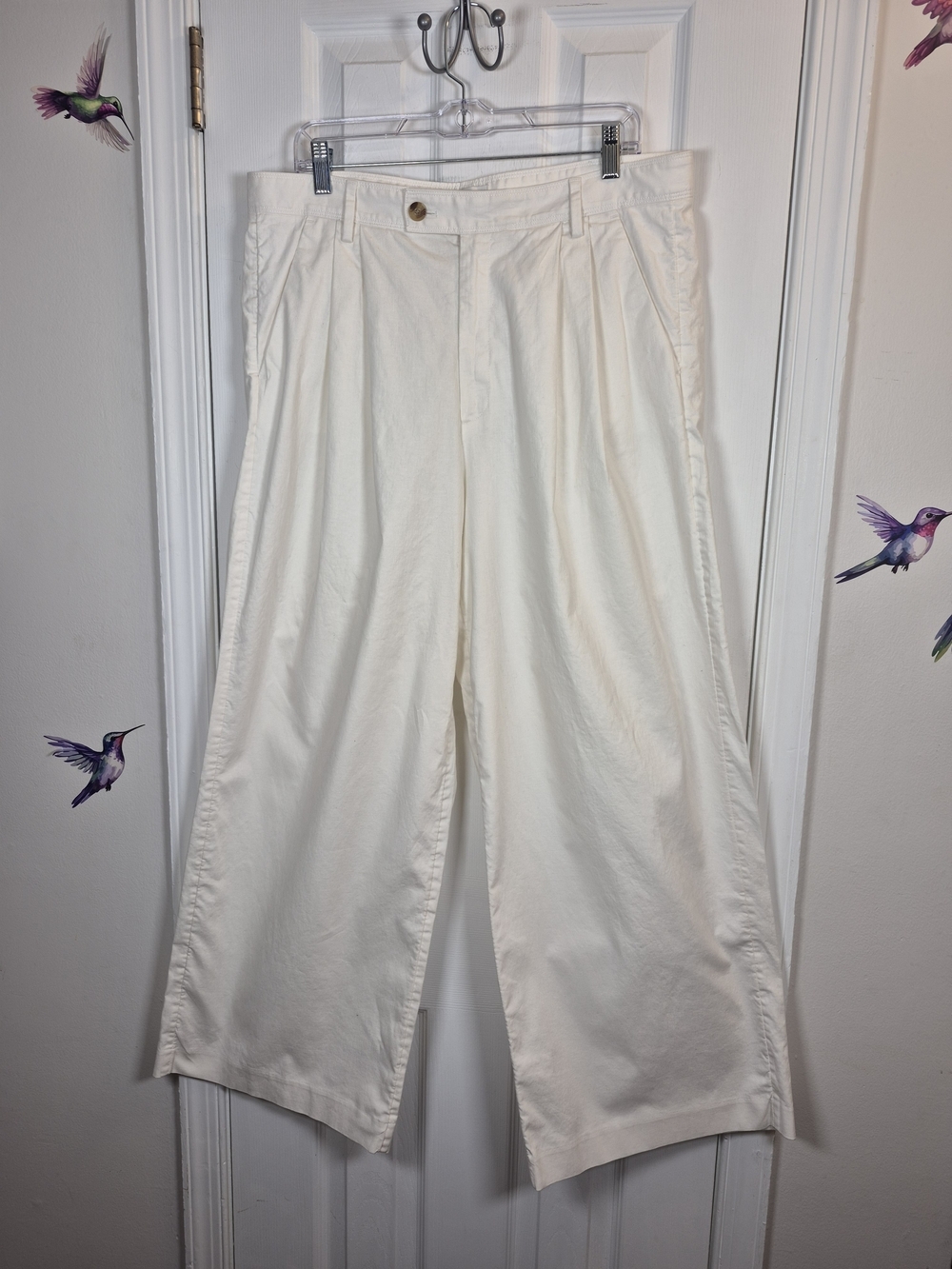 Banana Republic Factory Linen Cotton Wide Leg Pleated Pants White Size 16